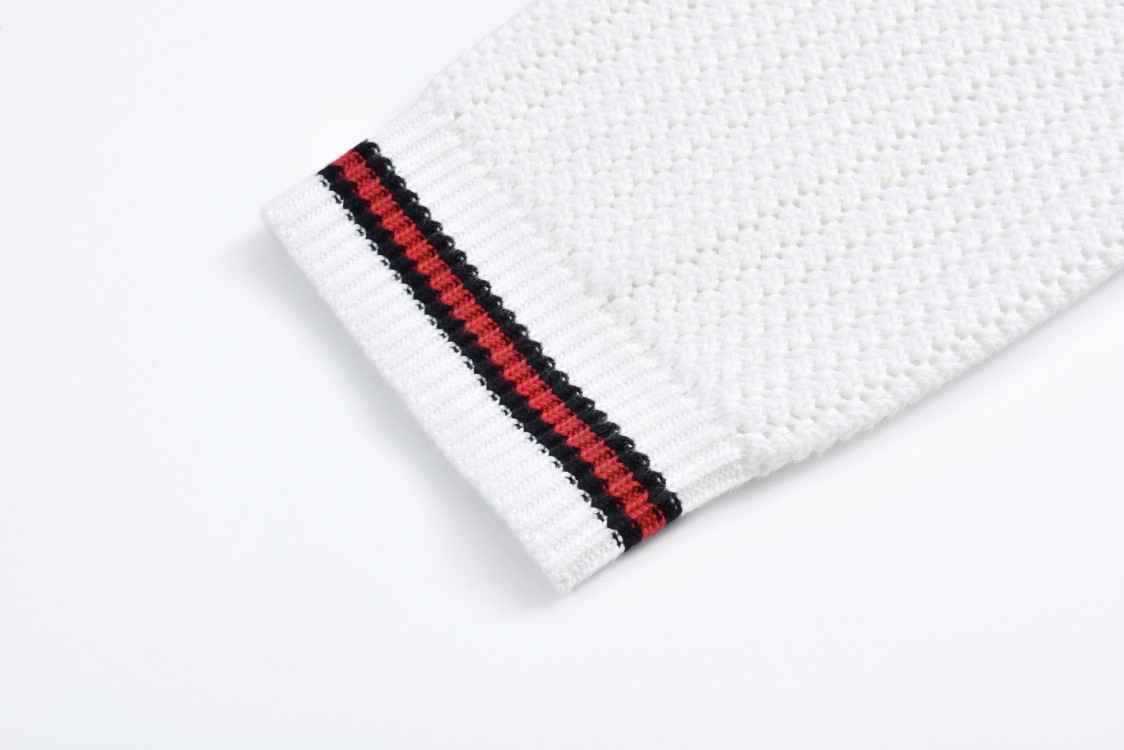 GUCCl 古驰 小字母提花V领开衫 毛衣 外套 长袖 海军蓝 白色 B0 788009-XKD15-4345