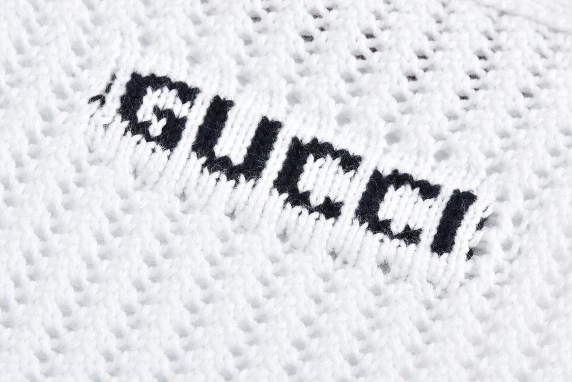 GUCCl 古驰 小字母提花V领开衫 毛衣 外套 长袖 海军蓝 白色 B0 788009-XKD15-4345