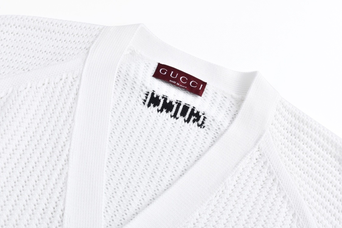 GUCCl 古驰 小字母提花V领开衫 毛衣 外套 长袖 海军蓝 白色 B0 788009-XKD15-4345