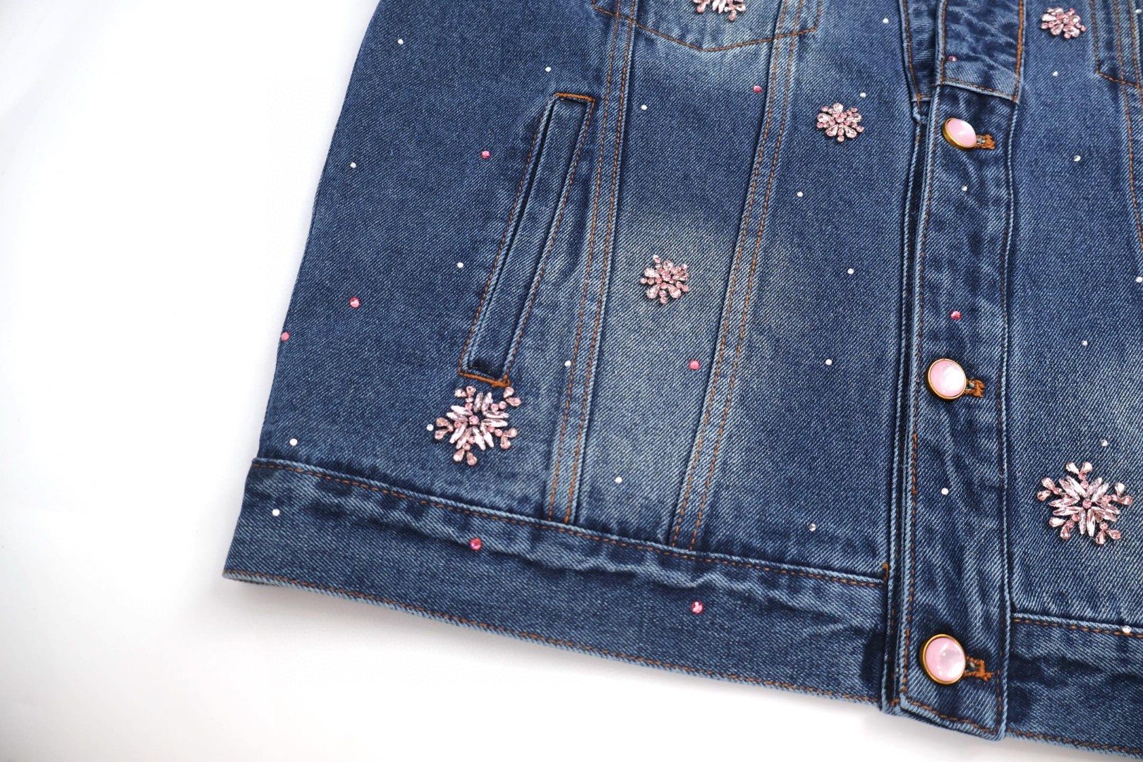 LOUIS VUITTON 路易威登 Nigo联名款 手缝水钻V领牛仔外套 夹克 蓝色 D0 1AILLT