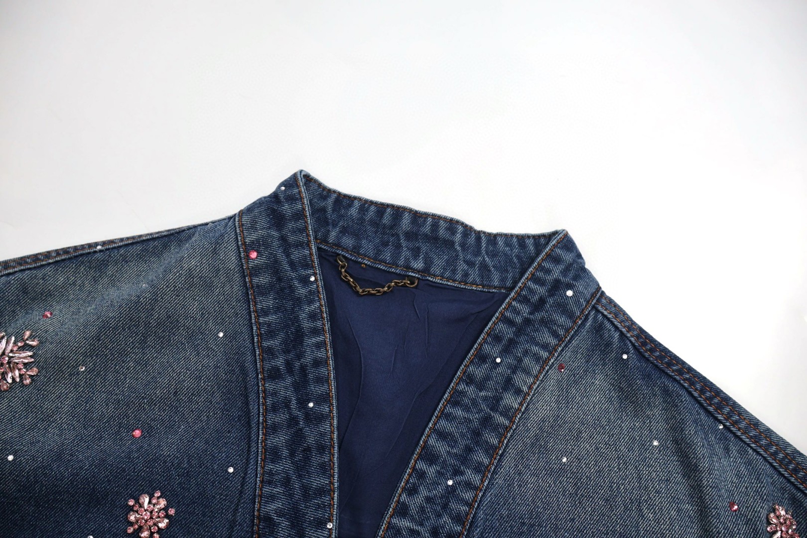 LOUIS VUITTON 路易威登 Nigo联名款 手缝水钻V领牛仔外套 夹克 蓝色 D0 1AILLT