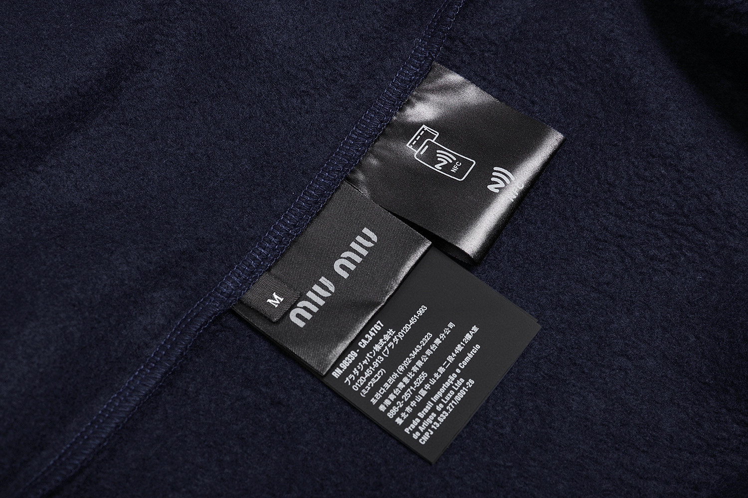 MIU MIU 缪缪 摇粒绒拉链连帽夹克 外套 长袖 海军蓝 B5 MJL053-SOOO-18E3F-0-008