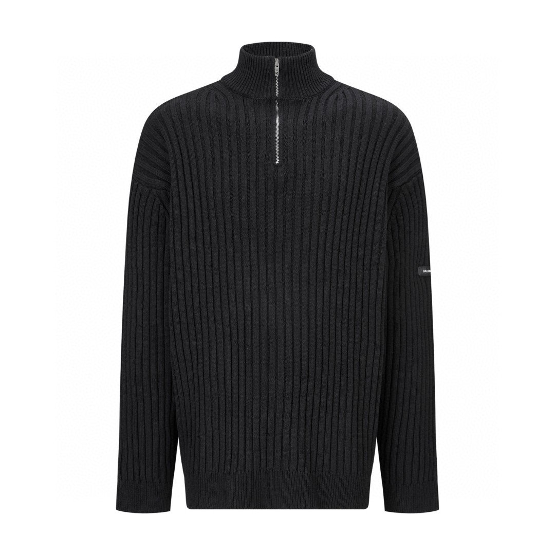 Balenciaga 巴黎世家 半拉链毛衣 外套 长袖 黑色 B0 852887T34141001