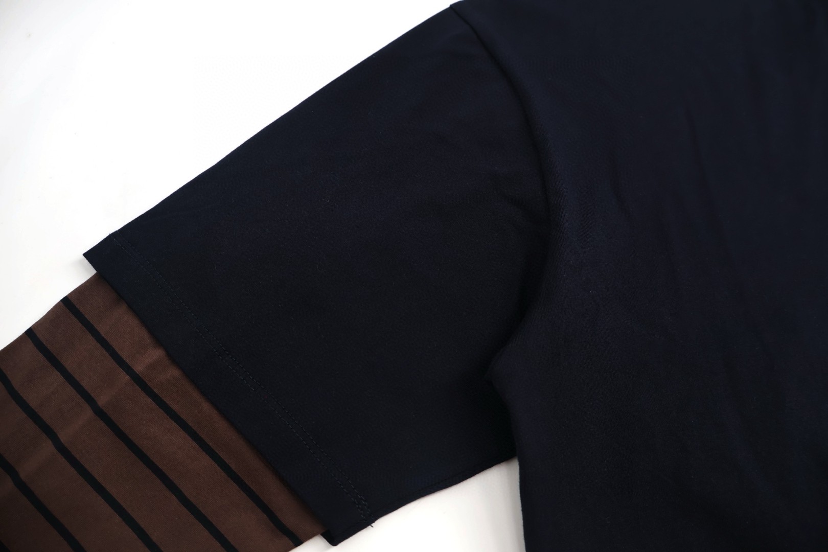 MIU MIU 缪缪 条纹袖假两件T恤 打底衫 长袖 A5 MJL128-17OR-F057W-S-OOO