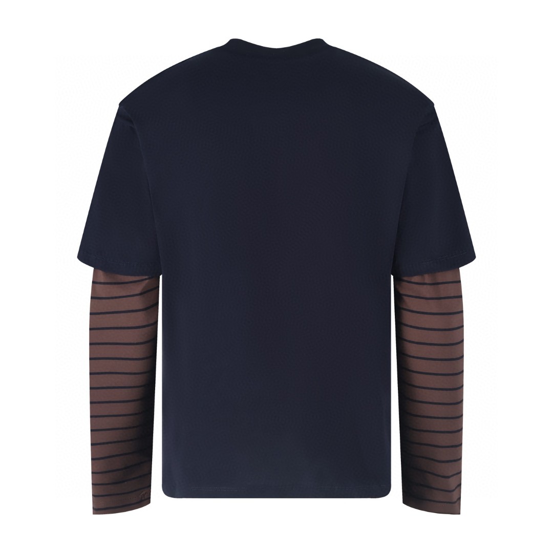 MIU MIU 缪缪 条纹袖假两件T恤 打底衫 长袖 A5 MJL128-17OR-F057W-S-OOO