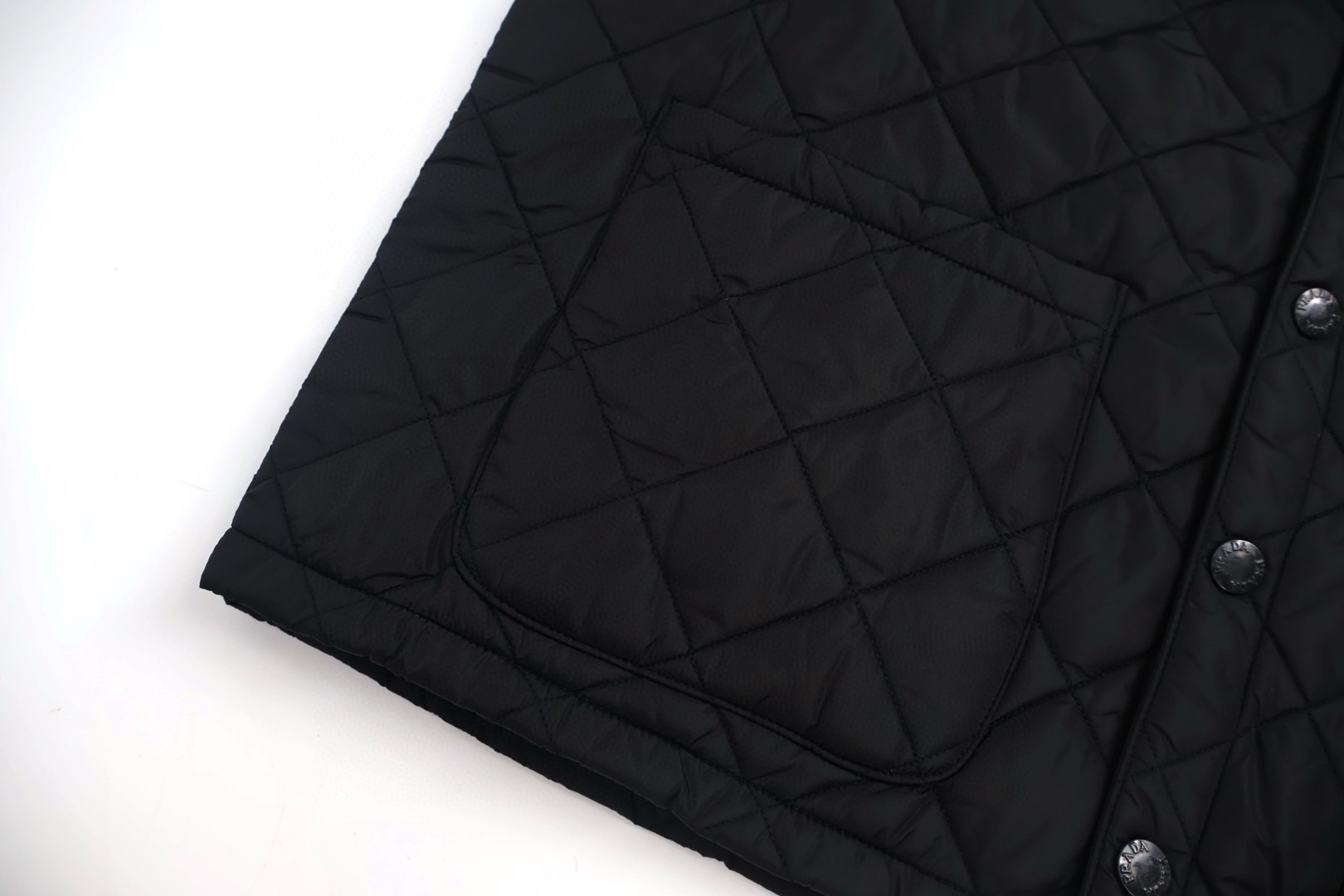 PRADA 普拉达 灯芯绒翻领菱格棉服 夹克 外套 长袖 黑色 C0 SGC765-1WQ9-F0002-S-OOO