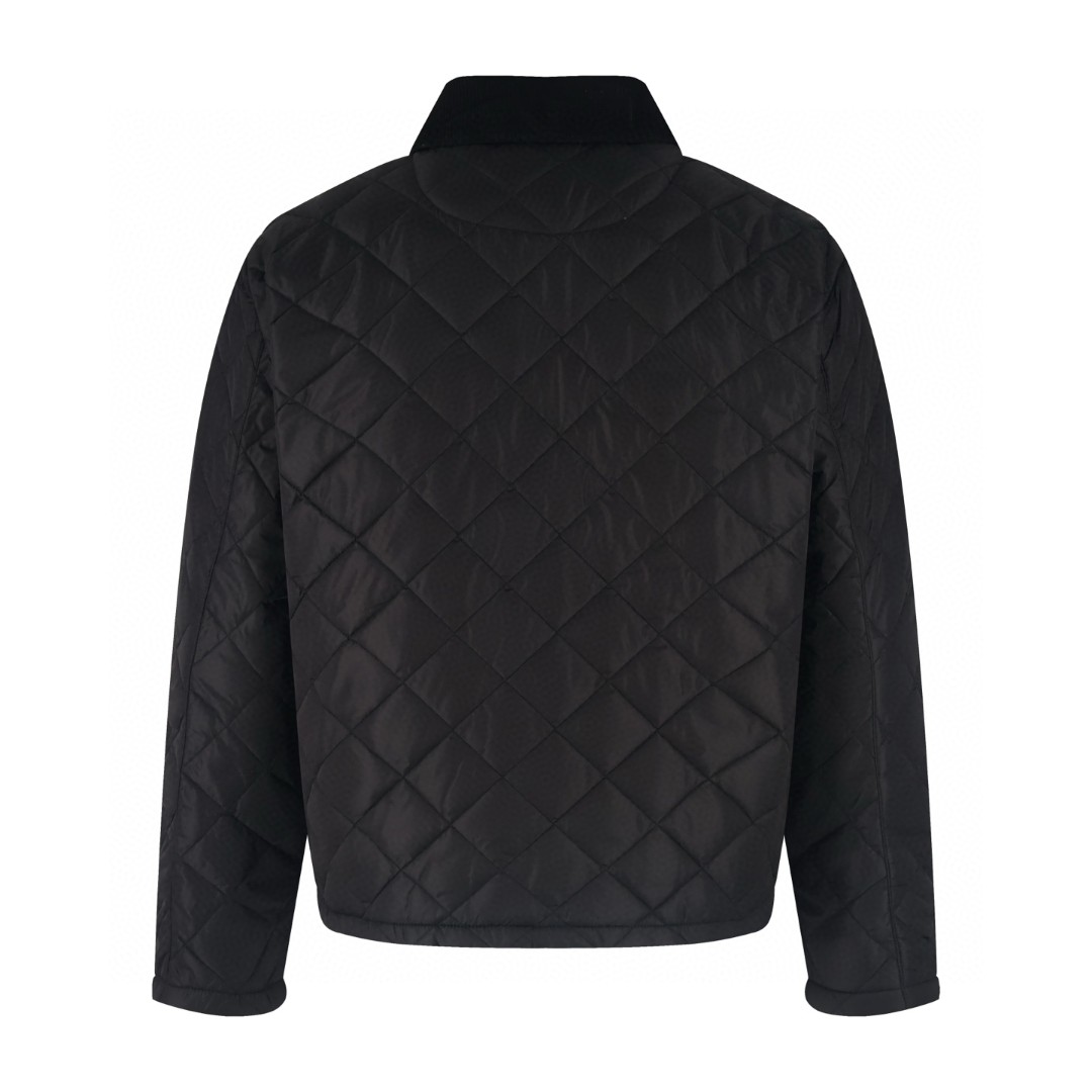 PRADA 普拉达 灯芯绒翻领菱格棉服 夹克 外套 长袖 黑色 C0 SGC765-1WQ9-F0002-S-OOO