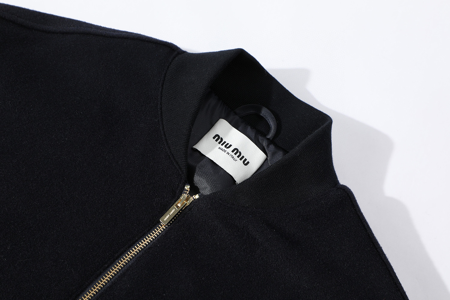 MIU MIU 缪缪 羊绒混纺拉链棒球服外套 夹克 长袖 黑色 C0