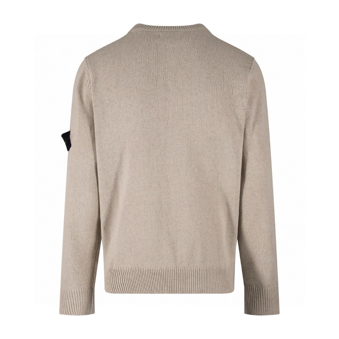 STONE ISLAND 石头岛 袖标圆领毛衣 长袖 外套 米色 黑色 B0 8115506A2-V0097