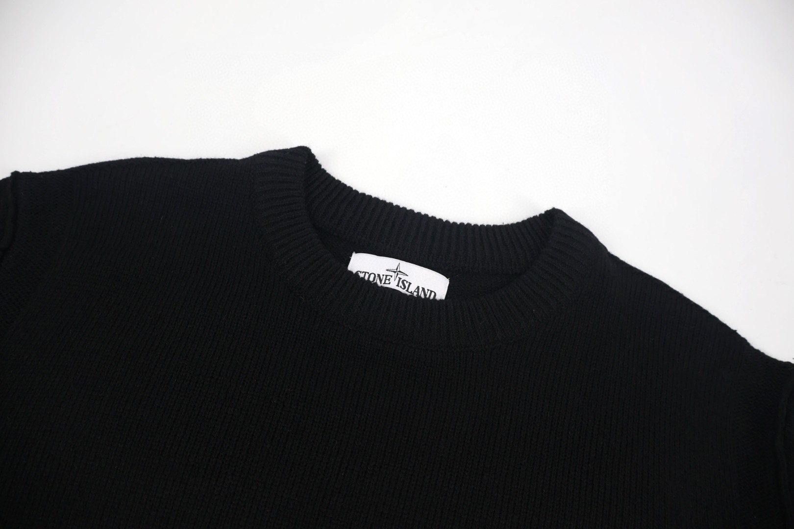 STONE ISLAND 石头岛 袖标圆领毛衣 长袖 外套 米色 黑色 B0 8115506A2-V0097