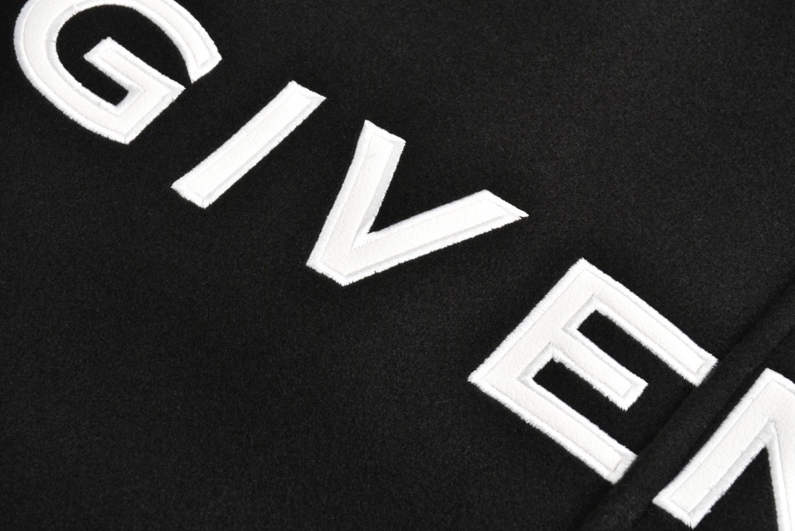 Givenchy 纪梵希 羊毛毛呢刺绣拼皮棒球服 夹克 外套 长袖 黑色 C0 BM00QR611V-004