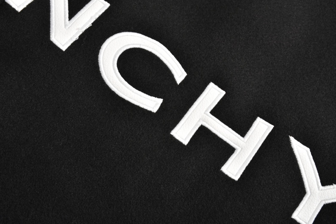 Givenchy 纪梵希 羊毛毛呢刺绣拼皮棒球服 夹克 外套 长袖 黑色 C0 BM00QR611V-004