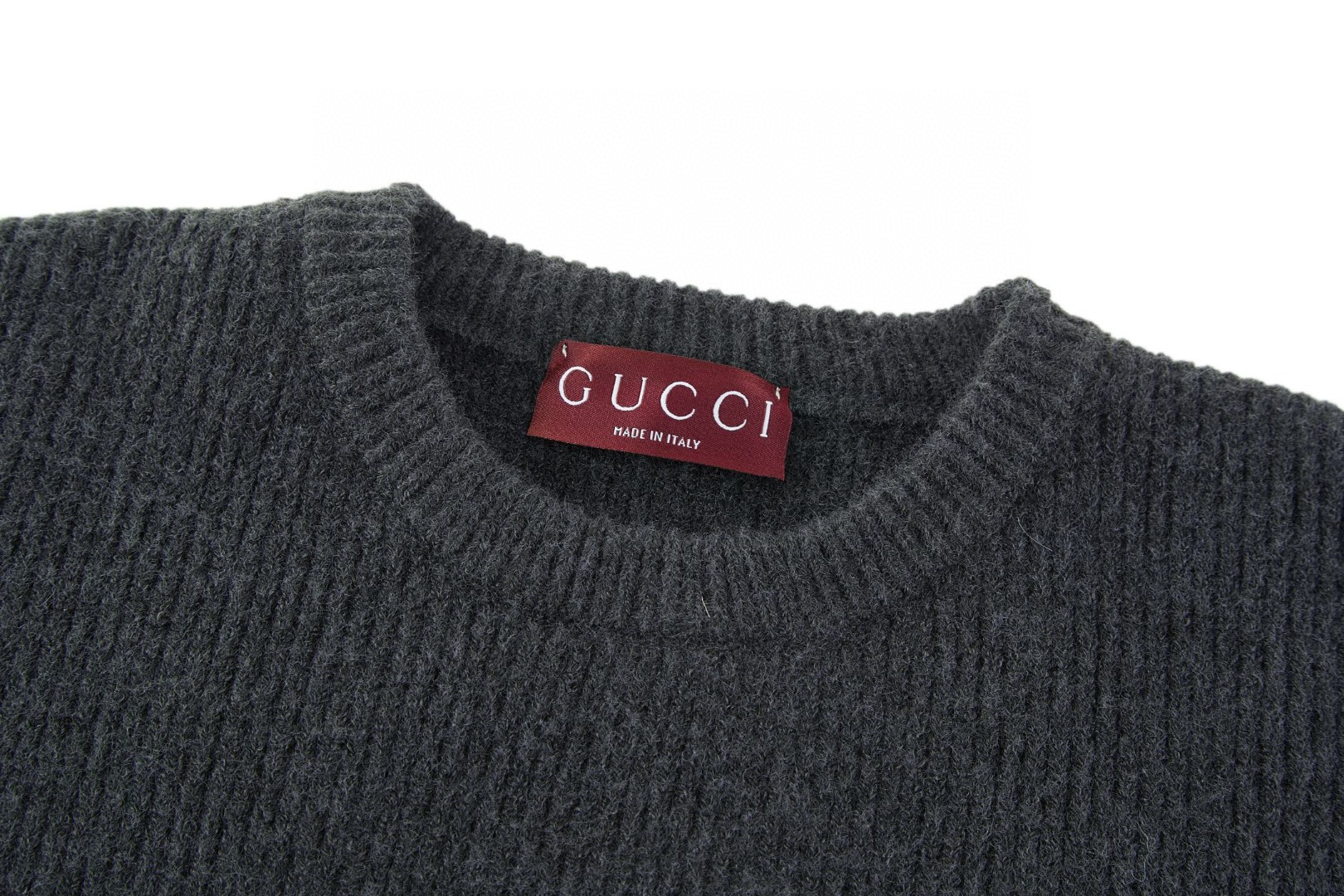 GUCCl 古驰 羊绒嵌花字母标识圆领毛衣 外套 长袖 灰色 A5 833499XKEYJ1043