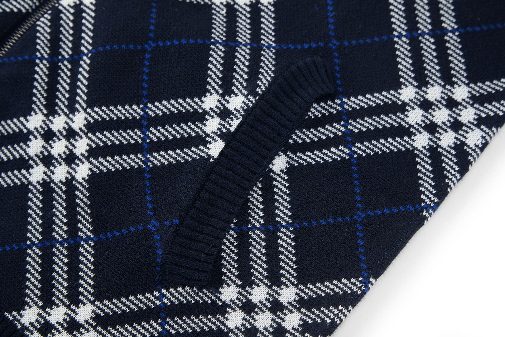 Burberry 巴宝莉 格纹提花拉链针织衫 毛衣 长袖 藏蓝色 B5 81106321