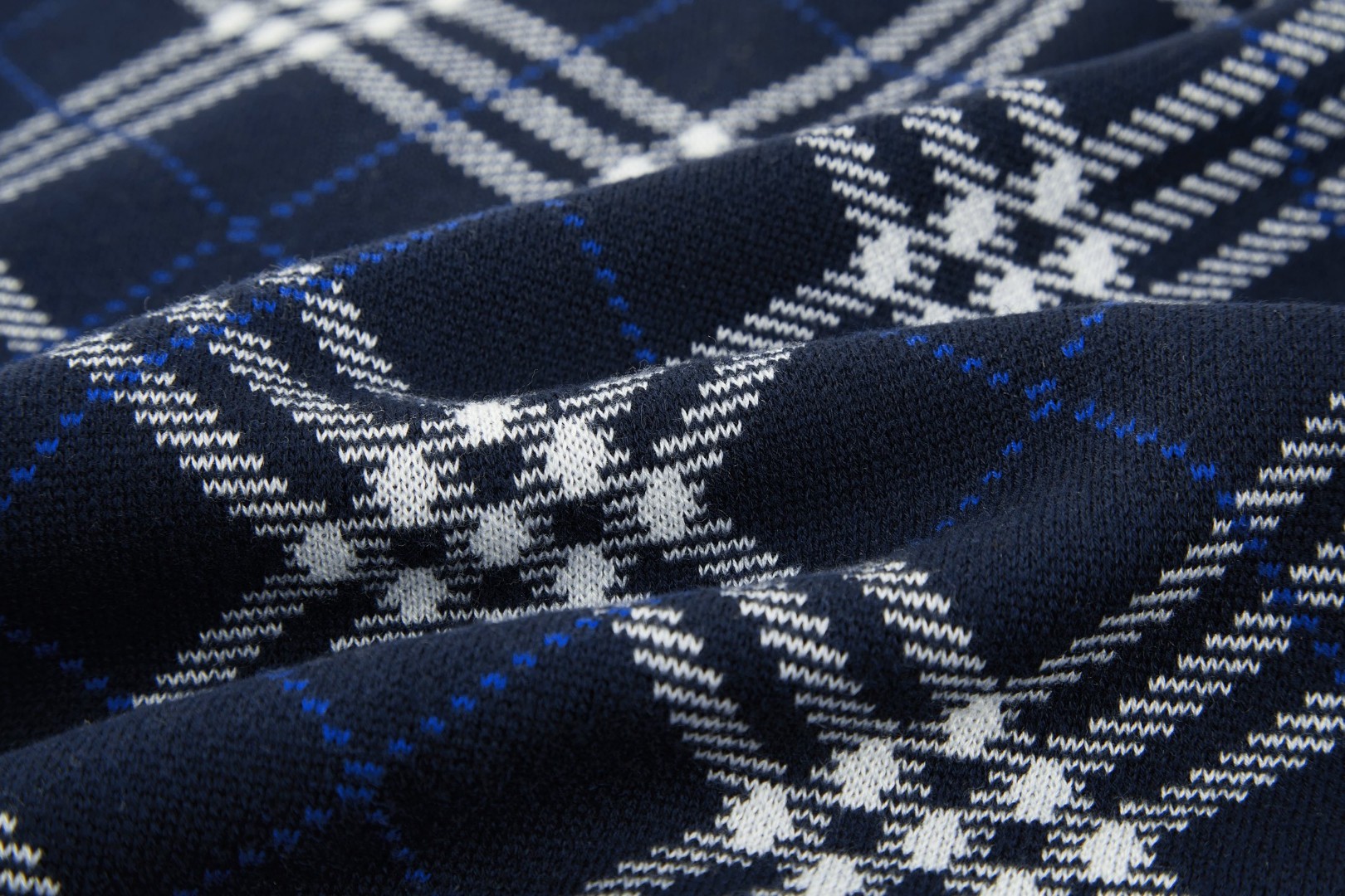 Burberry 巴宝莉 格纹提花拉链针织衫 毛衣 长袖 藏蓝色 B5 81106321