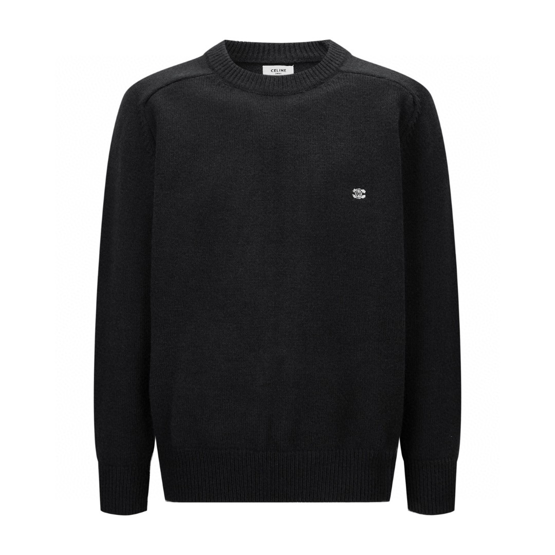 CELINE 赛琳 刺绣标识针织衫 毛衣 长袖 咖色 蓝色 藏青色 绿色 卡其色 黑色 B0 