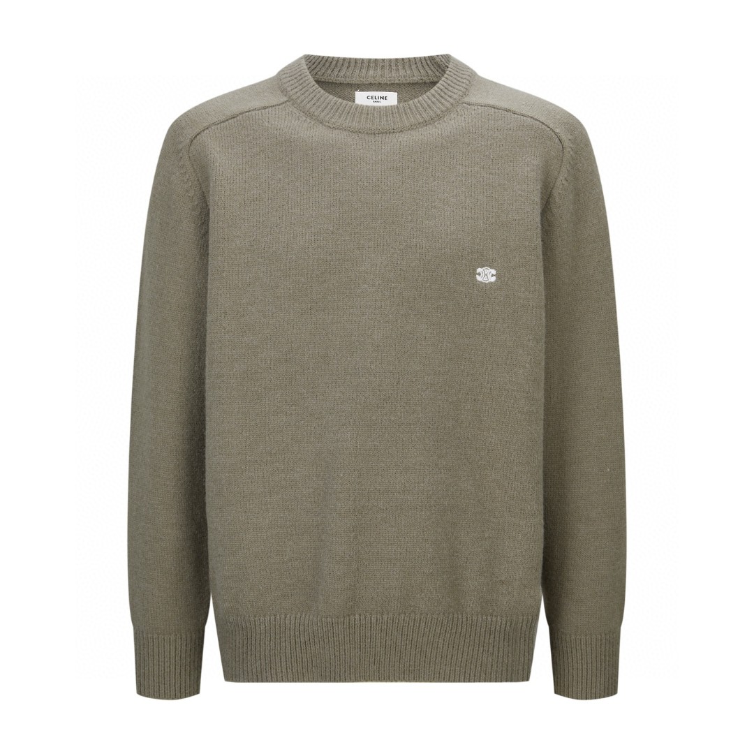 CELINE 赛琳 刺绣标识针织衫 毛衣 长袖 咖色 蓝色 藏青色 绿色 卡其色 黑色 B0 