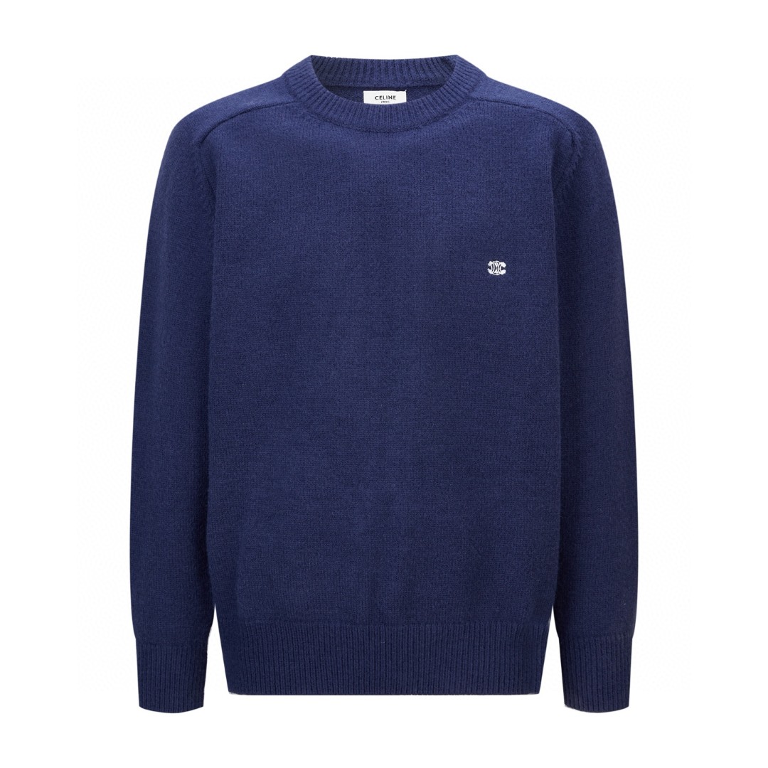 CELINE 赛琳 刺绣标识针织衫 毛衣 长袖 咖色 蓝色 藏青色 绿色 卡其色 黑色 B0 