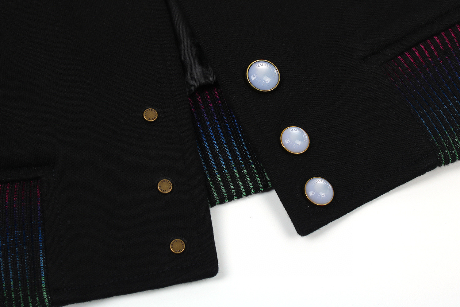 LOUIS VUITTON 路易威登 针织束腰拼接棒球服 夹克 外套 黑色 C0 1AGTR4