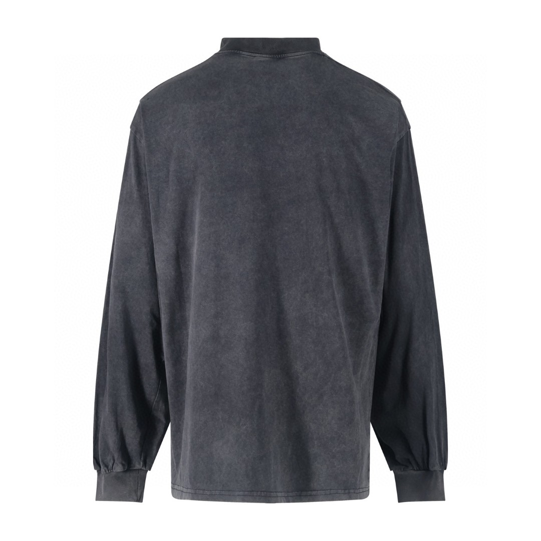 Balenciaga 巴黎世家 双B锁扣水洗做旧T恤 卫衣 长袖 灰色 A5 850404TTVD61041