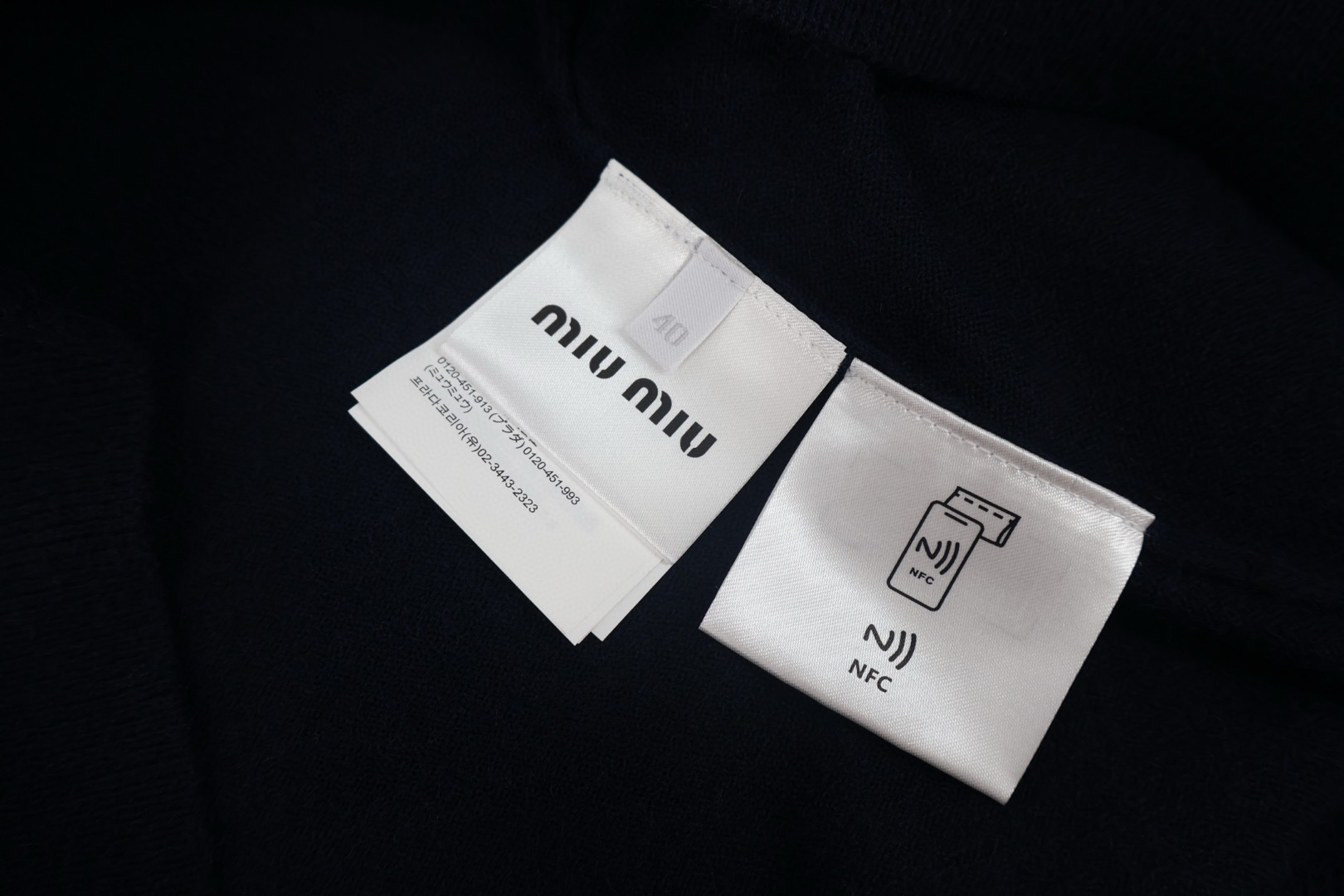 MIU MIU 缪缪 字母polo领毛衣 外套 长袖 海军蓝 B0 MMLA20-15Z1-F0008-S-OOO