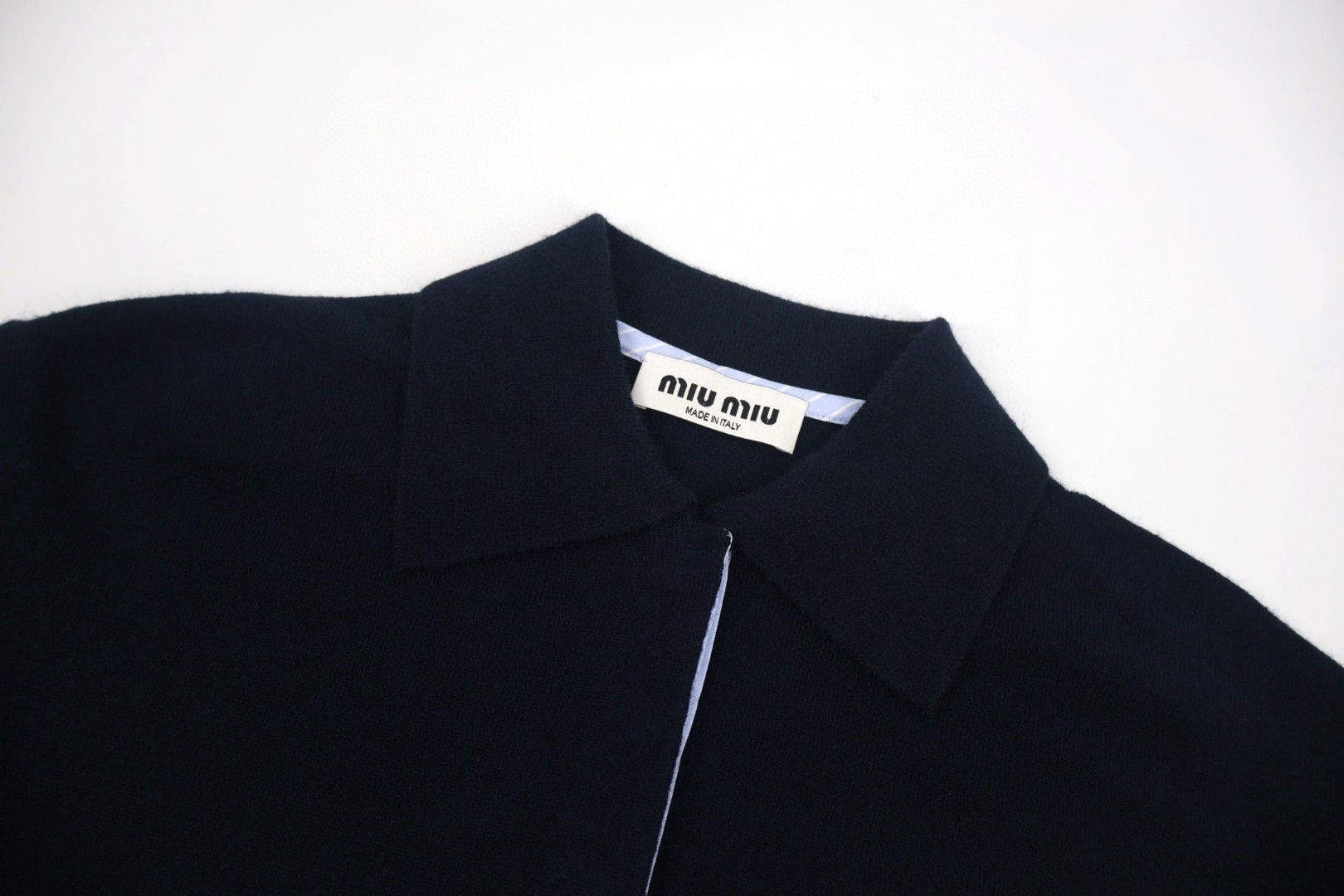 MIU MIU 缪缪 字母polo领毛衣 外套 长袖 海军蓝 B0 MMLA20-15Z1-F0008-S-OOO