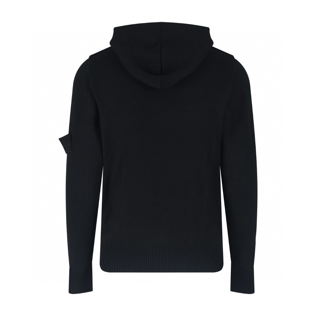 STONE ISLAND 石头岛 袖标羊毛针织拉链外套 毛衣 针织衫 长袖 黑色 B0 8115528FA-V0029