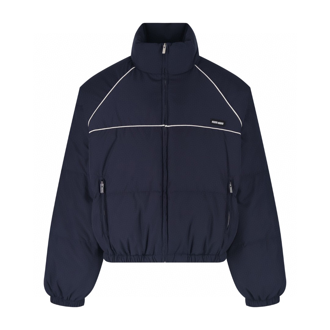 MIU MIU 缪缪 徽标拉链立领羽绒服 夹克 外套 长袖 保暖 藏蓝色 D0 ML1309-158A-F0008-S-OOO