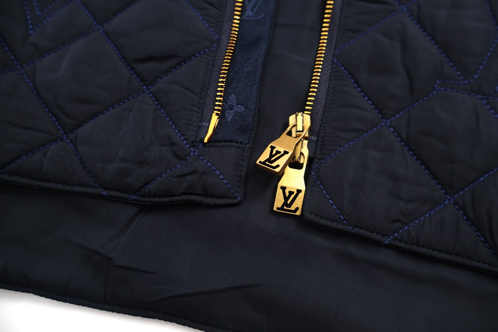 LOUIS VUITTON 路易威登 菱格刺绣logo棉服 外套 夹克 保暖 蓝色 C0 1AIJRG