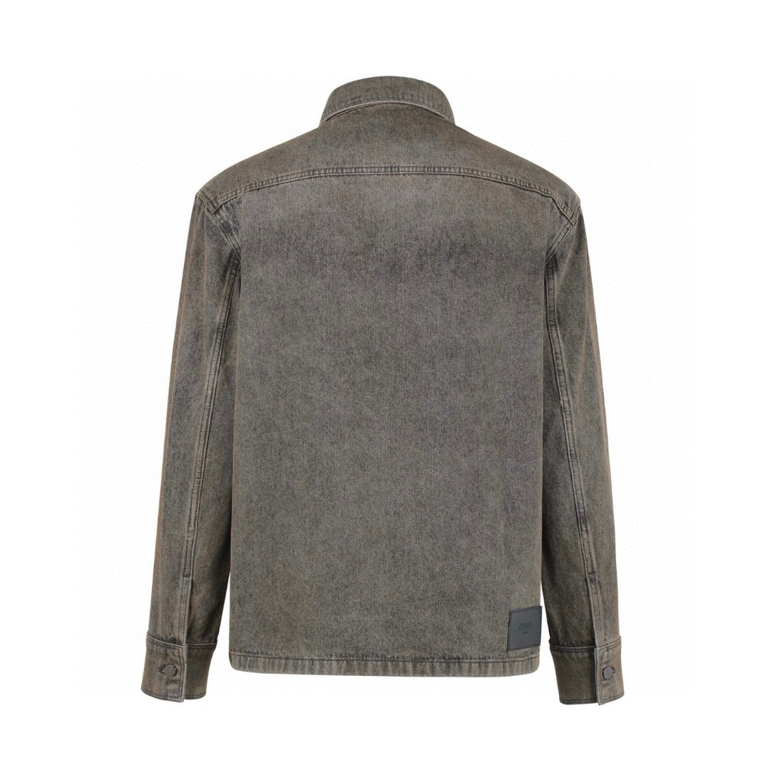 FENDI 芬迪 翻领单排扣套染牛仔衬衫 外套 夹克 长袖 B5 FW1410AT2IF0ZJ4
