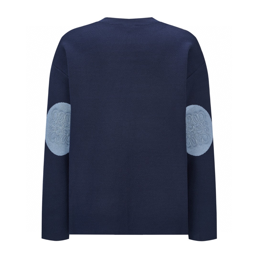 LOEWE 罗意威 贴布刺绣针织套头毛衣 针织衫 长袖 灰色 海军蓝 B0 H526Y14KK7-5110