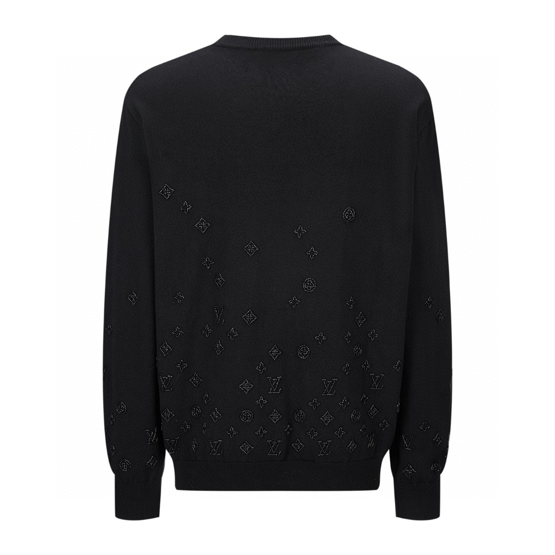 LOUIS VUITTON 路易威登 渐变串珠logo圆领毛衣 针织衫 长袖 黑色 B5 1AIHO8