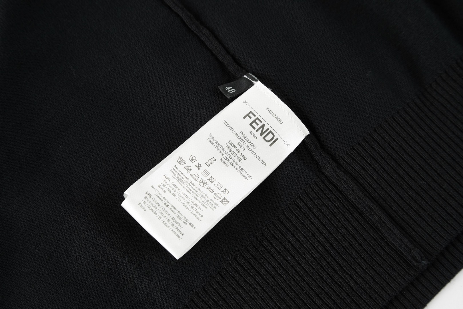 FENDI 芬迪 双F烫五金小标Polo衫 毛衣 针织衫 长袖 黑色 B0 FZC167AU84F0QA1