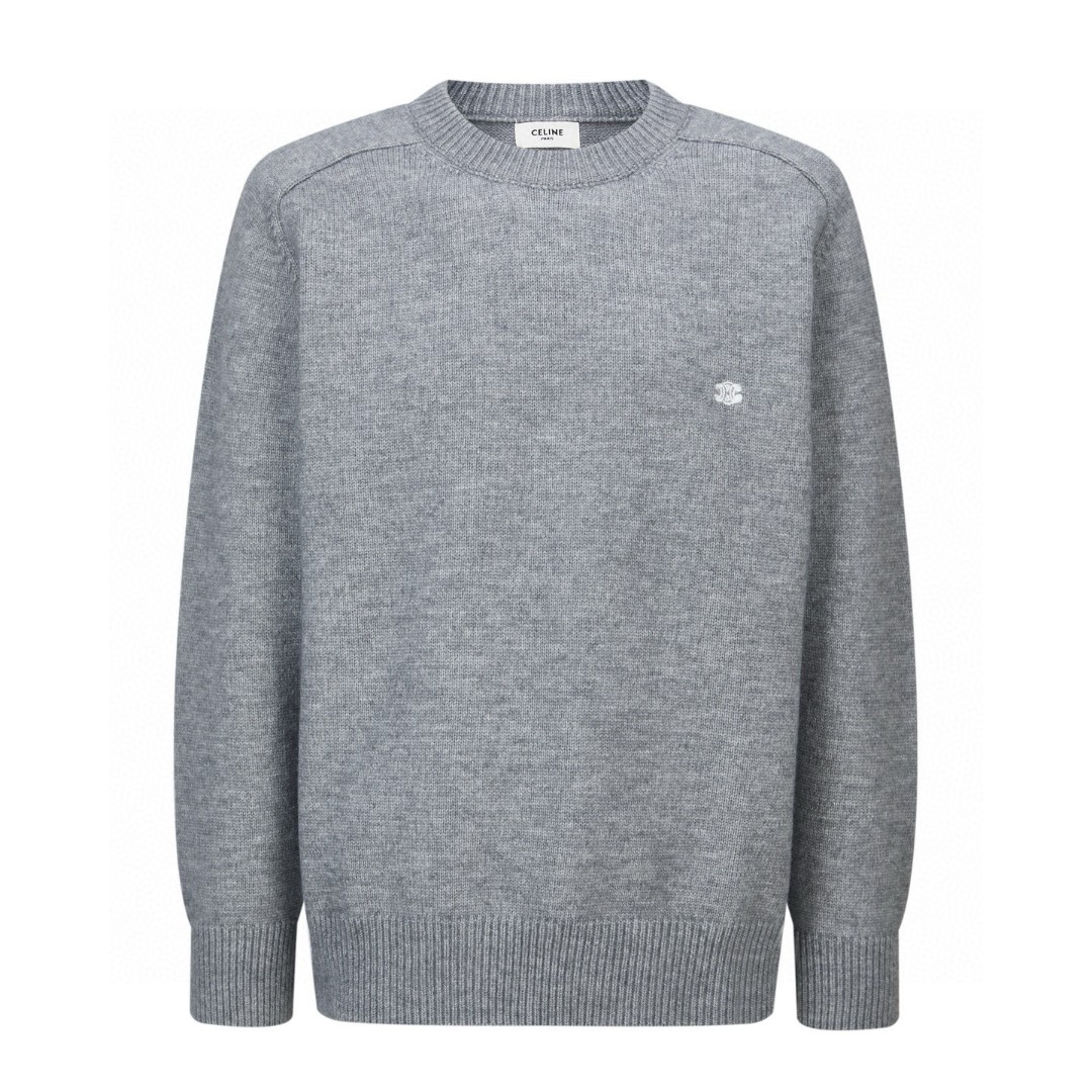 CELINE 赛琳 凯旋门刺绣针织衫 毛衣 长袖 灰色 B0 2AH80322U-09GM