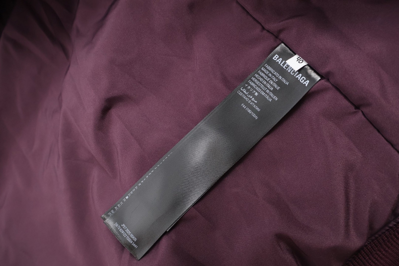 Balenciaga 巴黎世家 曼联贴饰飞行棉服 夹克 外套 长袖 深紫色 C0 839122TOO045441