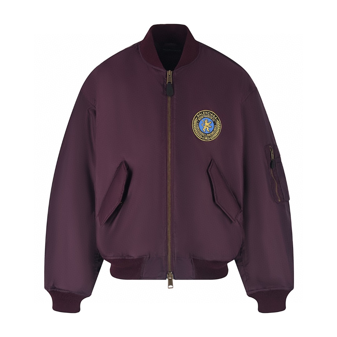 Balenciaga 巴黎世家 曼联贴饰飞行棉服 夹克 外套 长袖 深紫色 C0 839122TOO045441