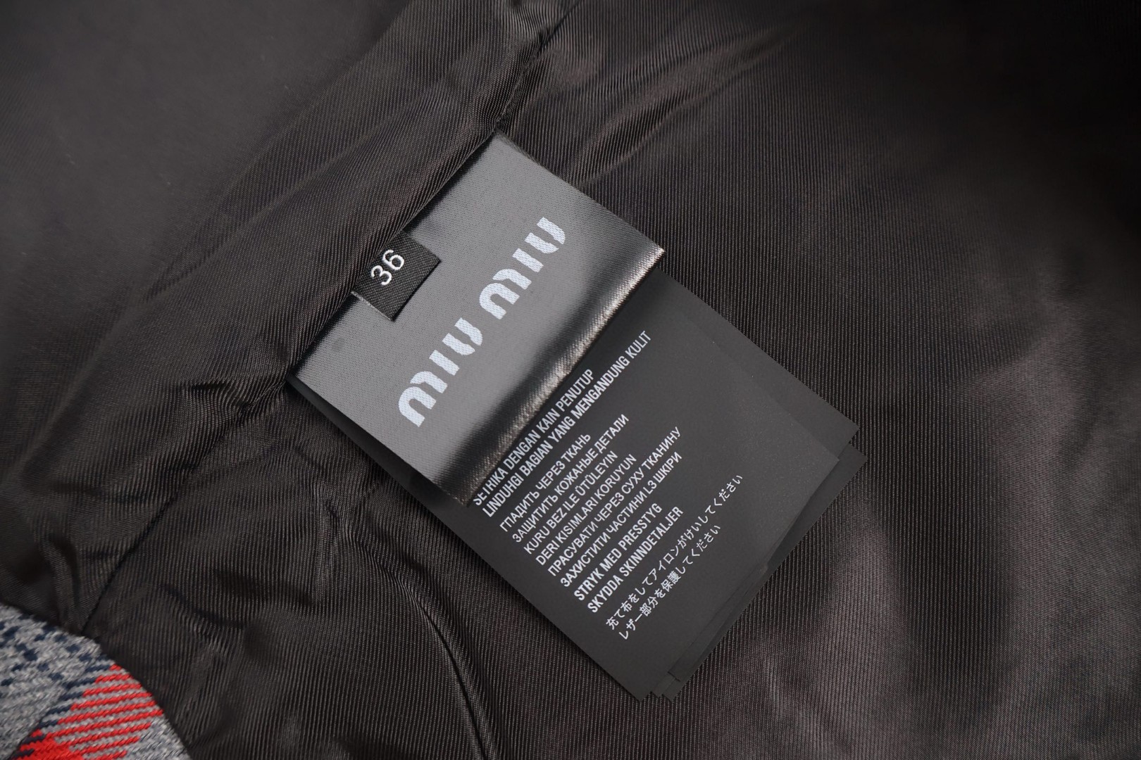 MIU MIU 缪缪 格纹logo贴标棉服 外套 夹克 长袖 红色 ML855-172Z-F0I14-S-232