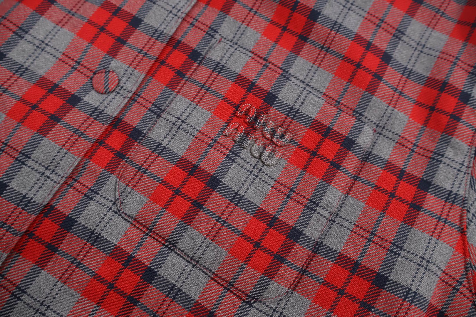 MIU MIU 缪缪 格纹logo贴标棉服 外套 夹克 长袖 红色 ML855-172Z-F0I14-S-232