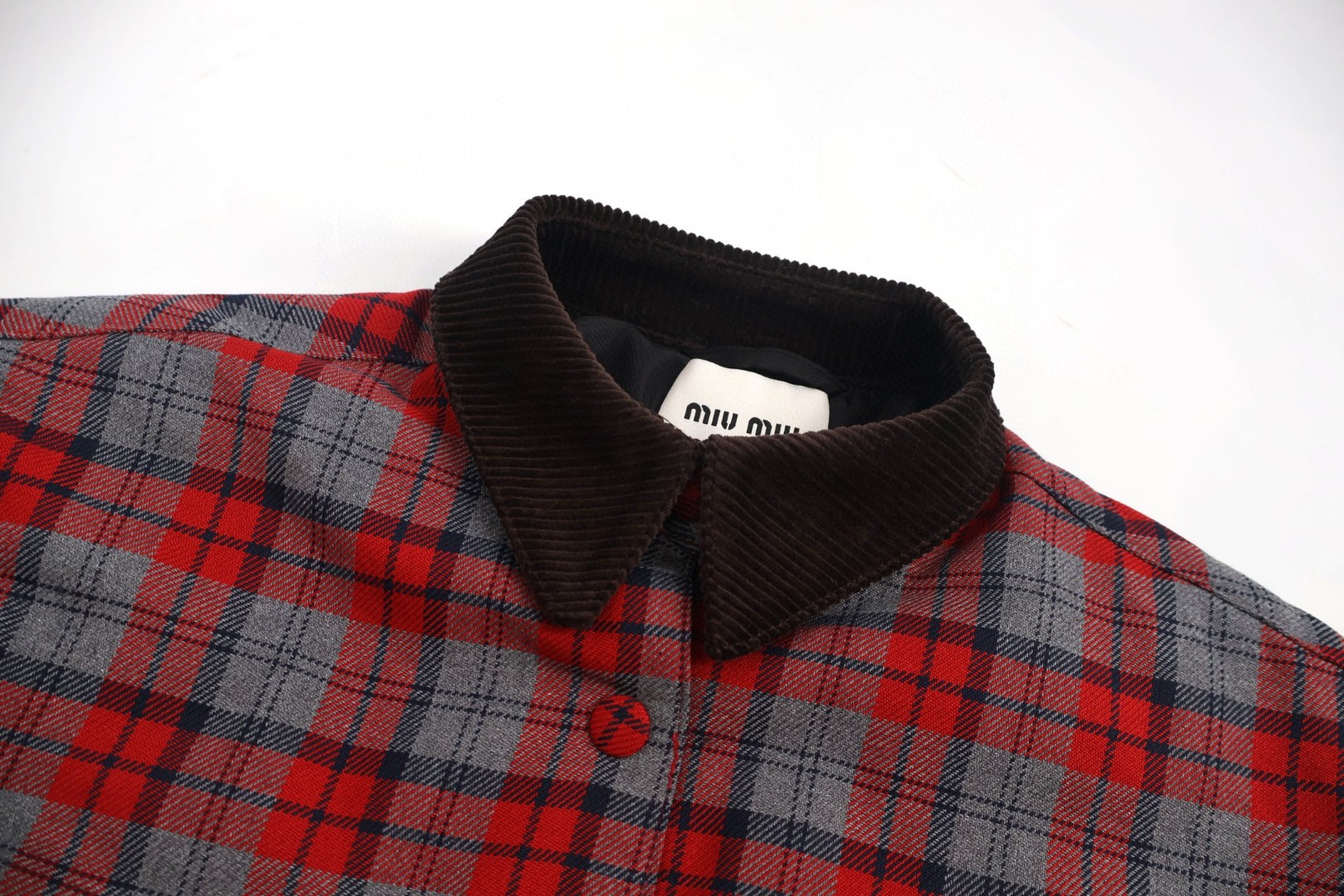 MIU MIU 缪缪 格纹logo贴标棉服 外套 夹克 长袖 红色 ML855-172Z-F0I14-S-232