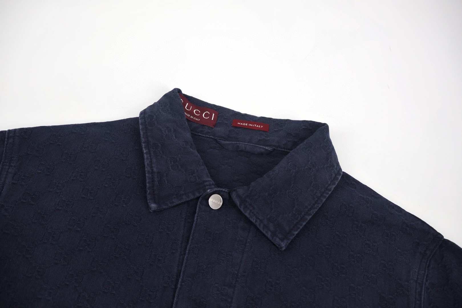 GUCCl 古驰 暗纹提花渐变牛仔外套 夹克 长袖 藏蓝色 C0 POIZON20250903101955764