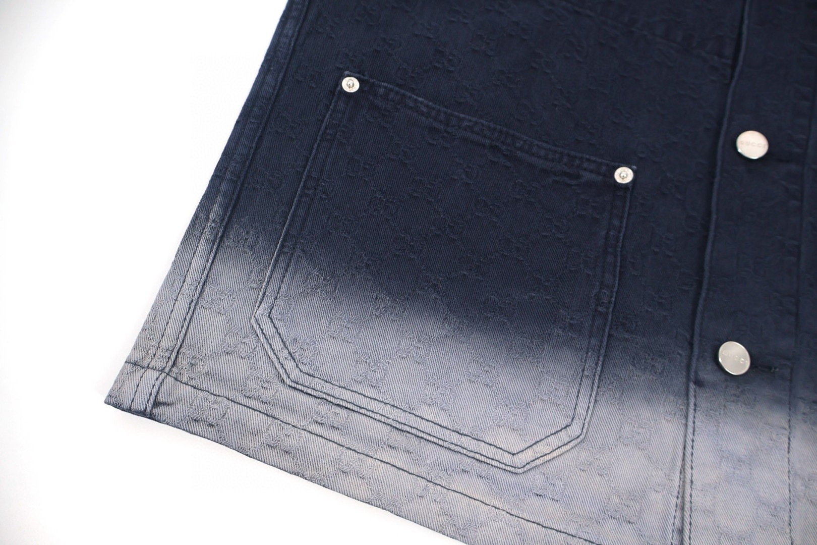 GUCCl 古驰 暗纹提花渐变牛仔外套 夹克 长袖 藏蓝色 C0 POIZON20250903101955764