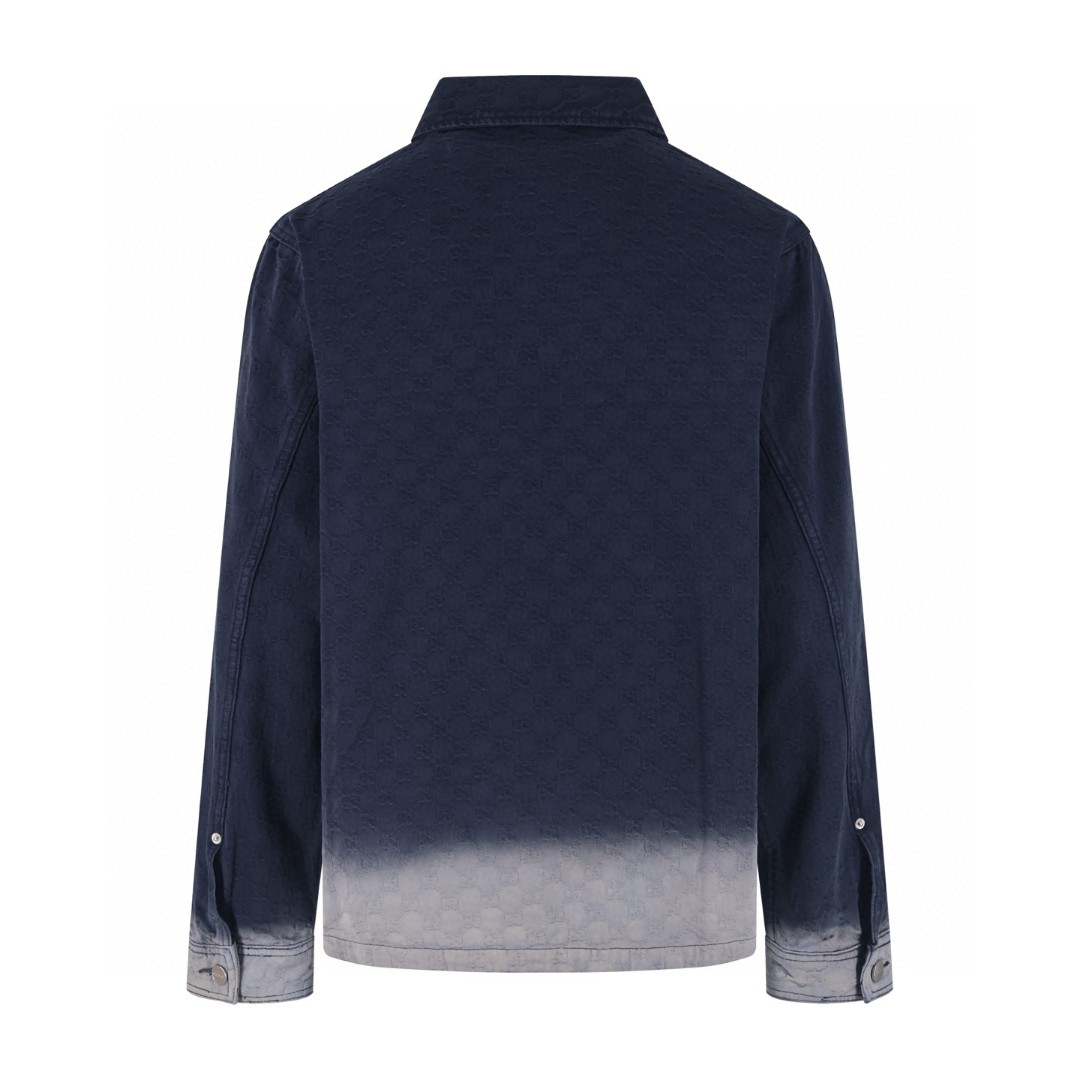 GUCCl 古驰 暗纹提花渐变牛仔外套 夹克 长袖 藏蓝色 C0 POIZON20250903101955764