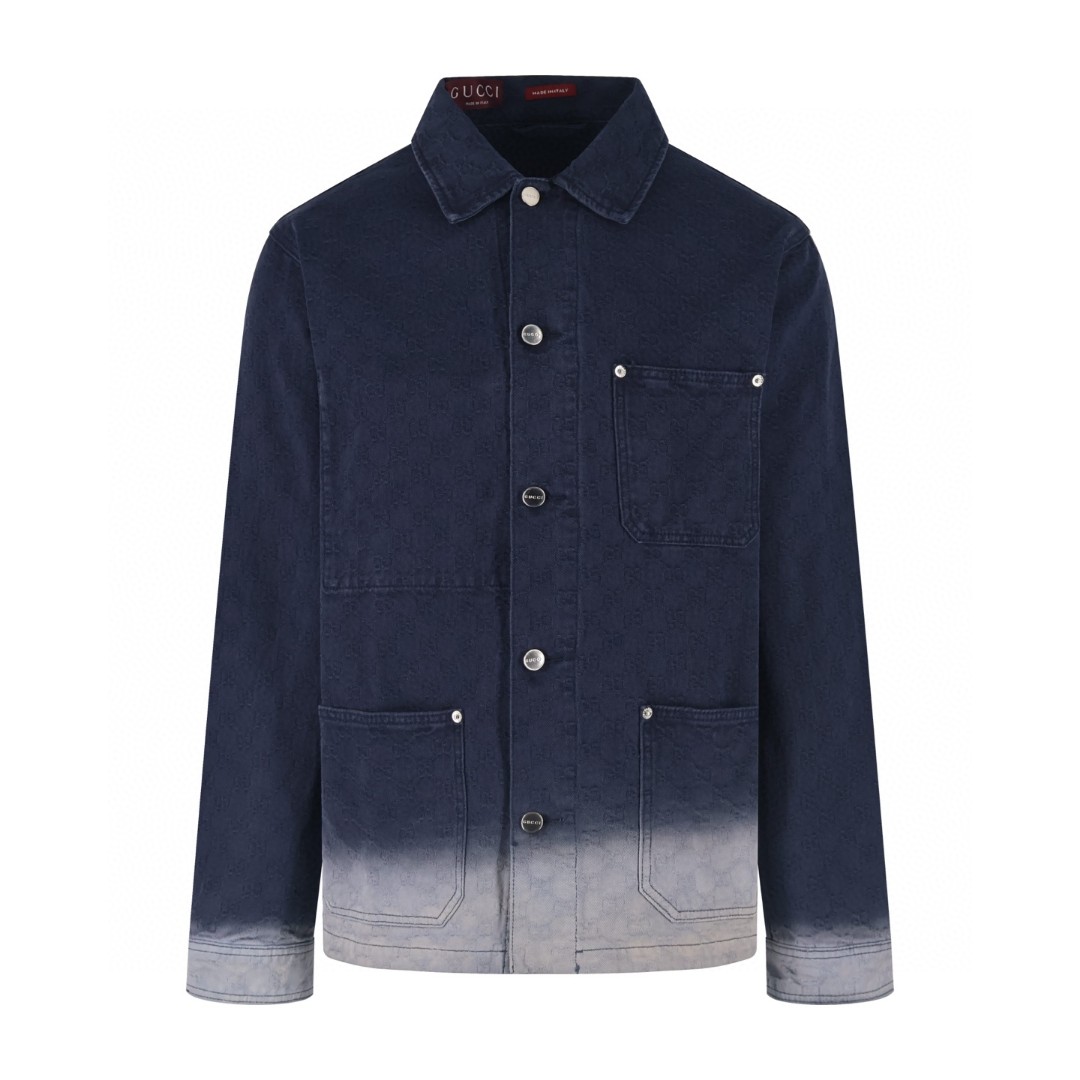 GUCCl 古驰 暗纹提花渐变牛仔外套 夹克 长袖 藏蓝色 C0 POIZON20250903101955764