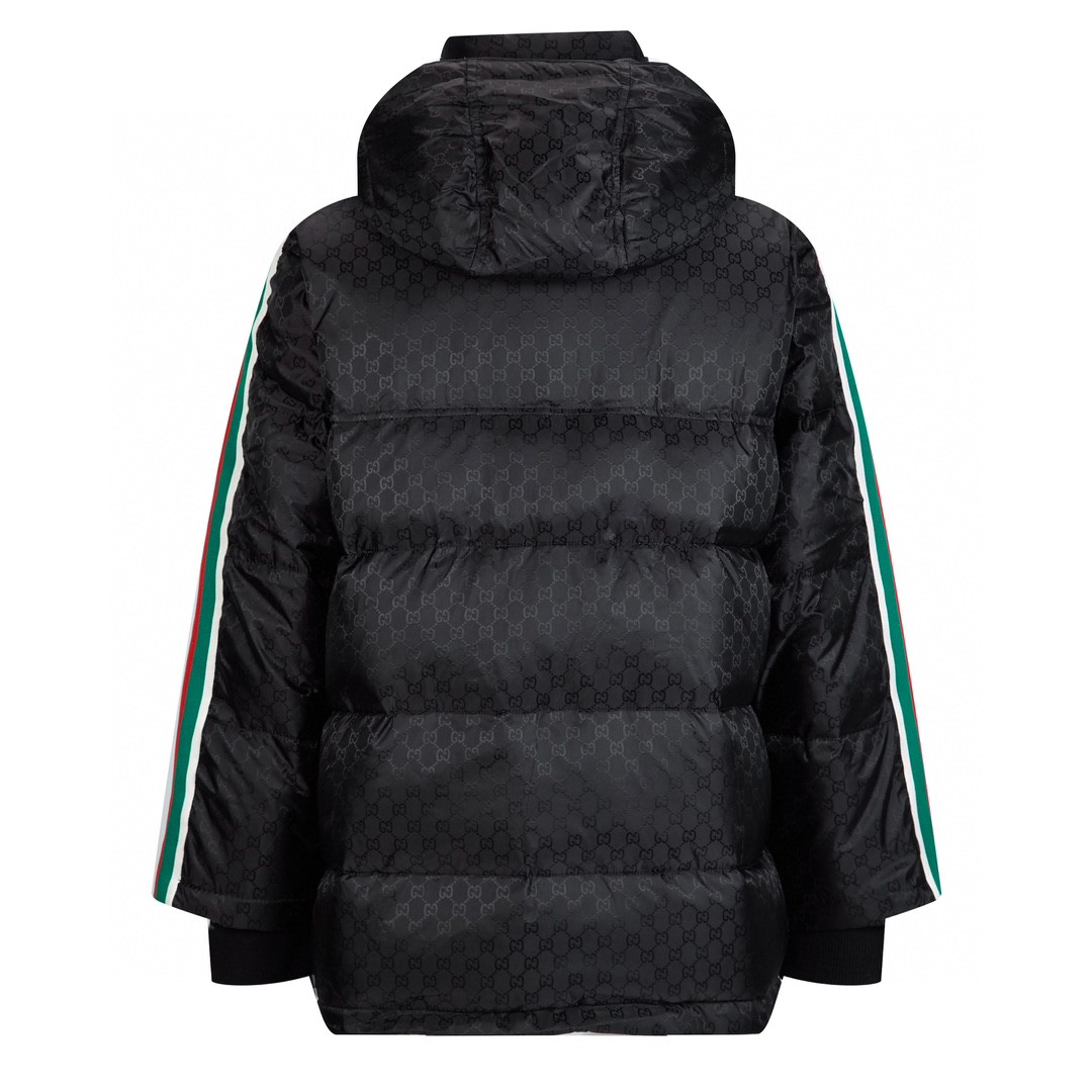 GUCCl 古驰 红绿织带提花羽绒服 外套 长袖 保暖 黑色 E0 715519-Z8A50-1043