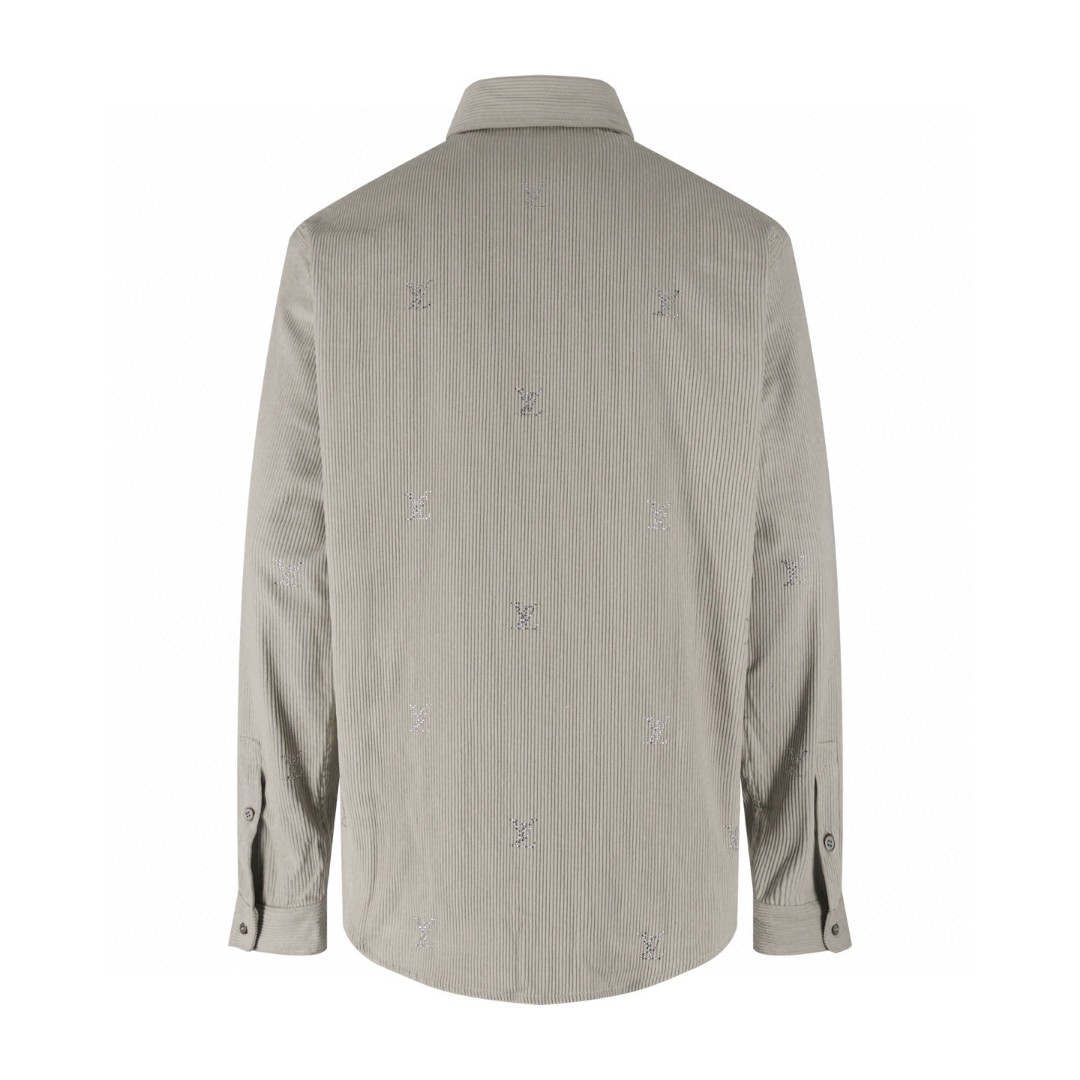 LOUIS VUITTON 路易威登 LV 灯芯绒烫钻logo衬衫 长袖 灰色 黑色 B5 1AIKBP