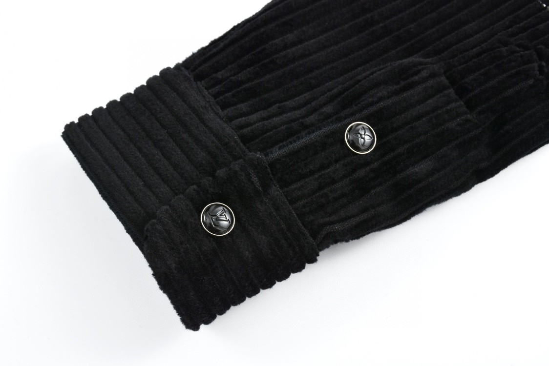 LOUIS VUITTON 路易威登 LV 灯芯绒烫钻logo衬衫 长袖 灰色 黑色 B5 1AIKBP