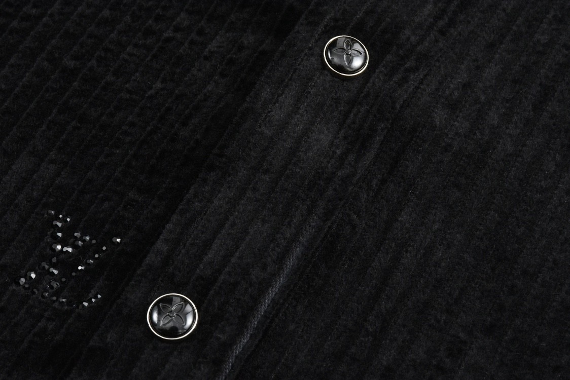 LOUIS VUITTON 路易威登 LV 灯芯绒烫钻logo衬衫 长袖 灰色 黑色 B5 1AIKBP