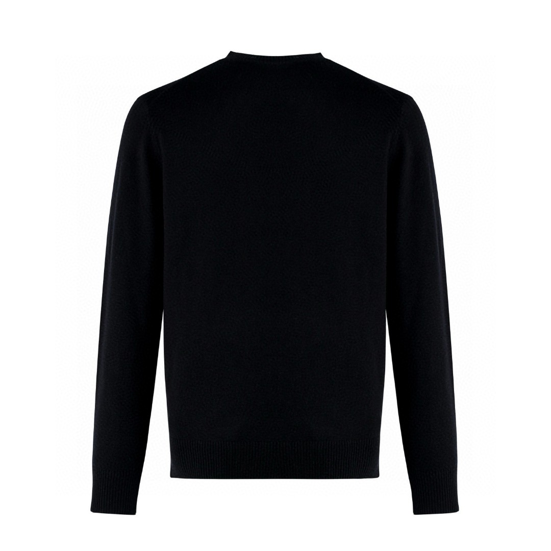 Versace 范思哲 纯色小刺绣徽标圆领毛衣 针织衫 外套 长袖 黑色 B0 1011883-1A08622-1B000