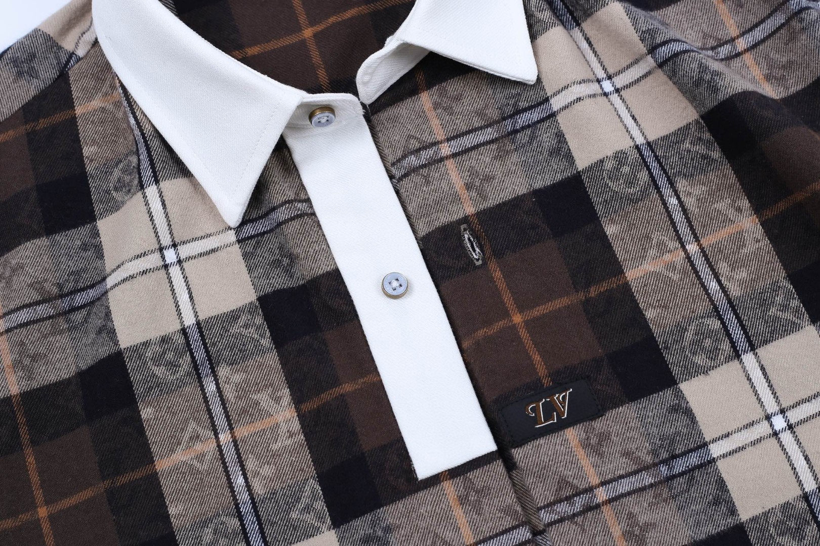 LOUIS VUITTON 路易威登 撞色格纹法兰绒Polo衫 马球衫 衬衫 B0 1AIKAM