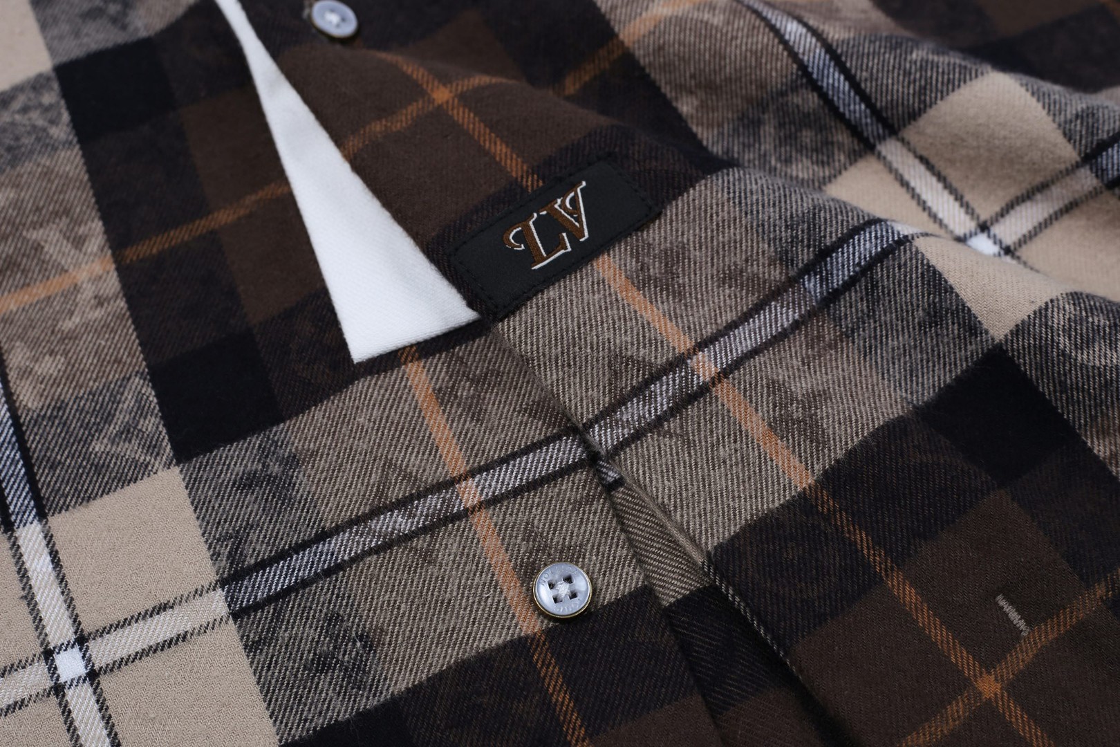 LOUIS VUITTON 路易威登 撞色格纹法兰绒Polo衫 马球衫 衬衫 B0 1AIKAM